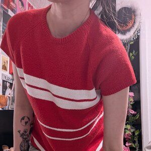 Red and white stripe Bobbie Brooks short sleeve sweater